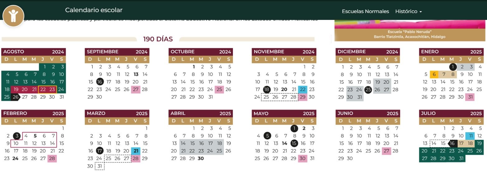 LES PRESENTAMOS NUEVO CALENDARIO DEL CICLO ESCOLAR 20242025, EN TUXPAN